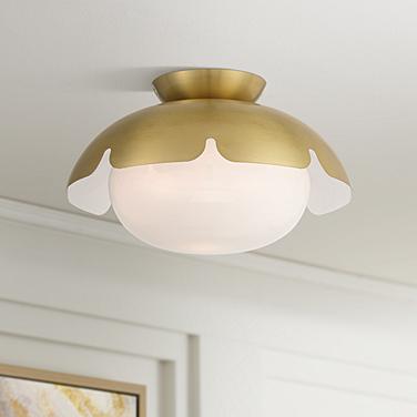 Possini Euro Brock 12" Wide Antique Brass Ceiling Light