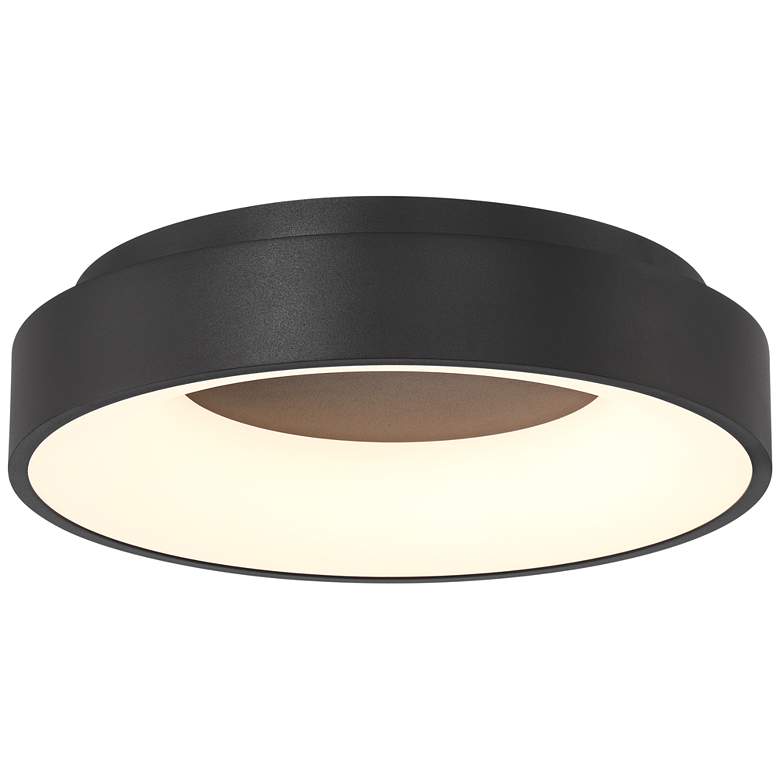 Image 2 Possini Euro Brock 15" Wide Sand Black Modern Disc LED Ceiling Light