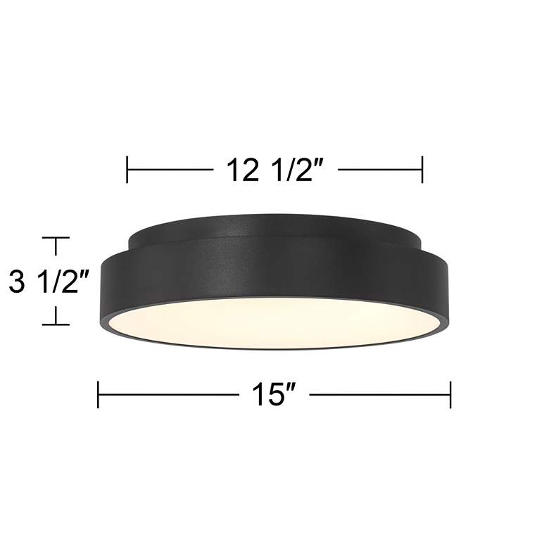 Image 6 Possini Euro Brock 15" Wide Sand Black Modern Disc LED Ceiling Light more views