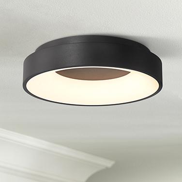 Possini Euro Brock 15" Wide Sand Black Modern Disc LED Ceiling Light