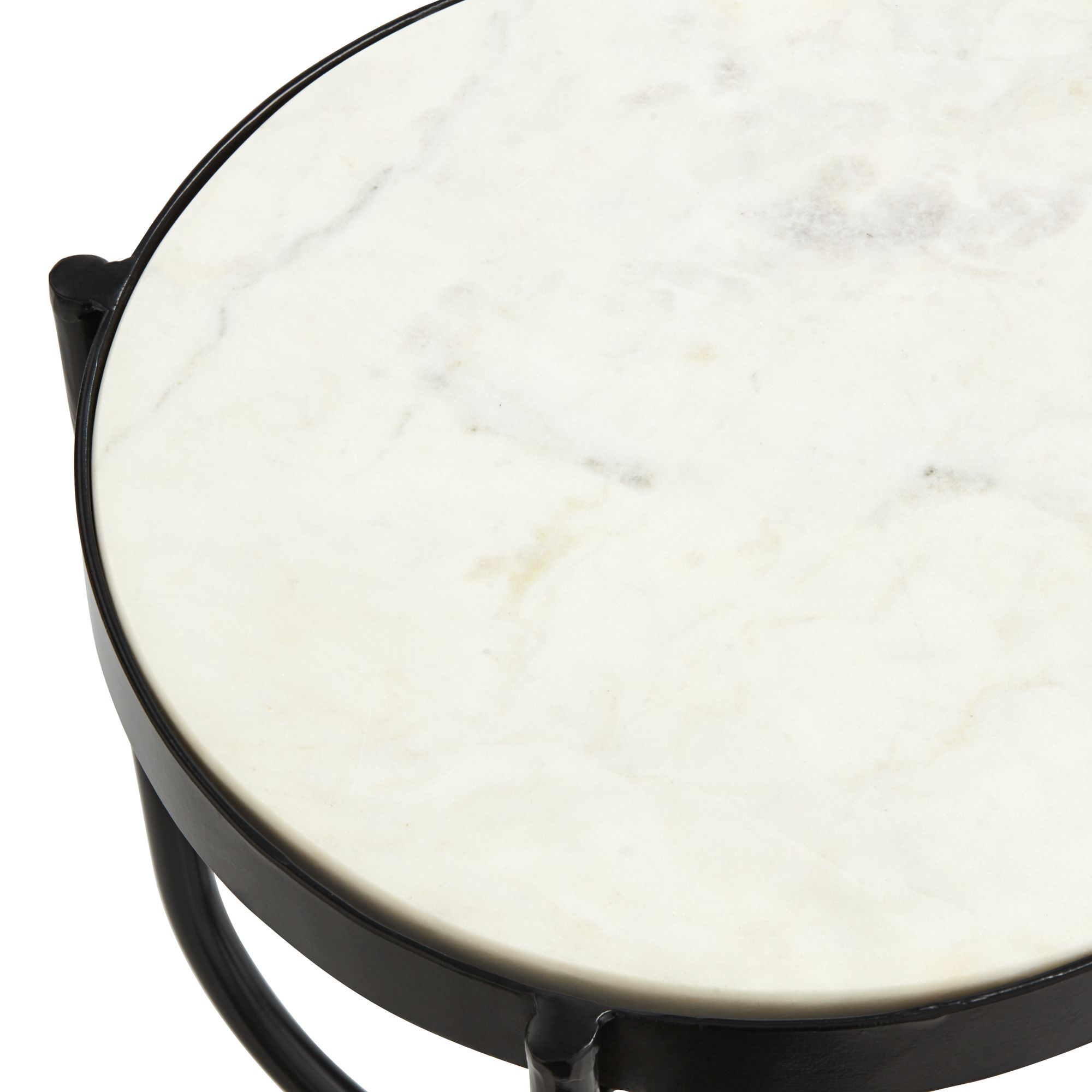 Image 4 Possini Euro Bronte 25 1/2" High White Marble and Black End Table more views