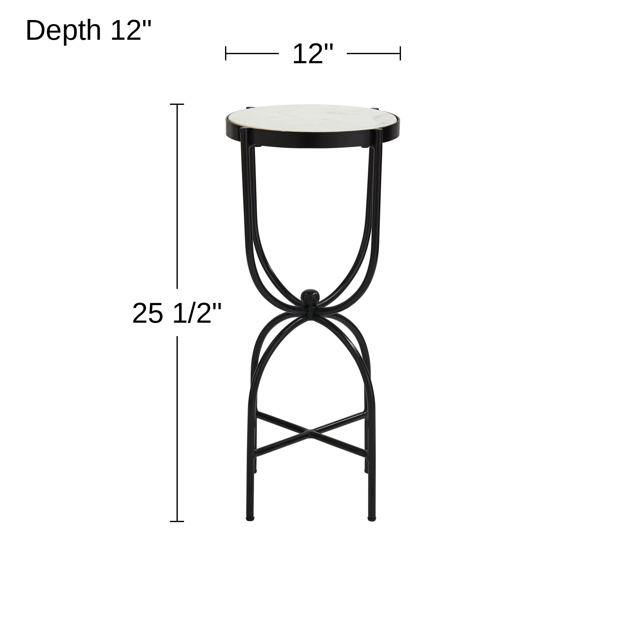 Possini Euro Bronte 25 1/2" High White Marble and Black End Table in scene