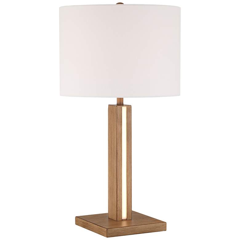 Image 2 Possini Euro Brookline 26 1/2" Faux Wood LED Night Light Table Lamp