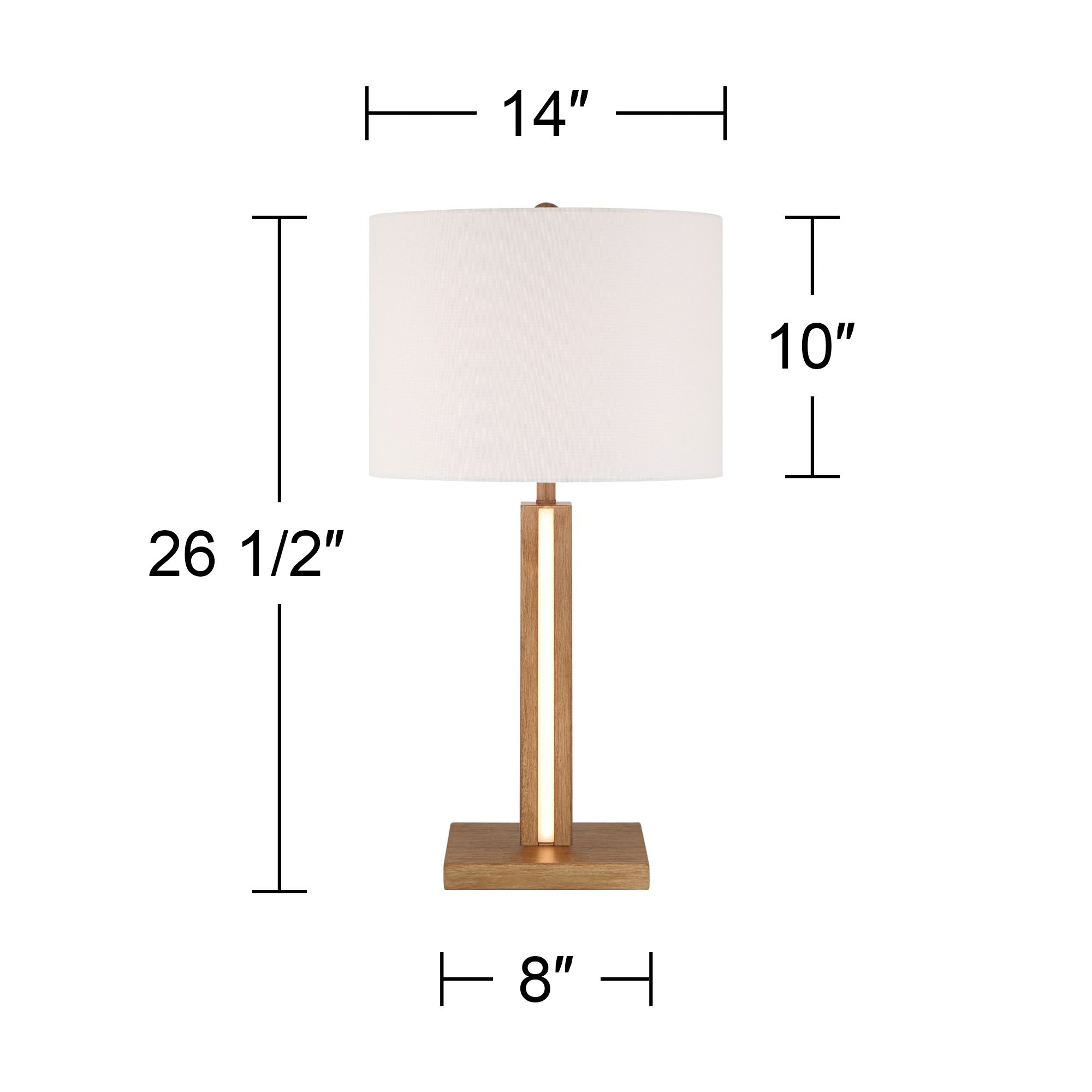 Possini Euro Brookline 26 1/2" Faux Wood LED Night Light Table Lamp