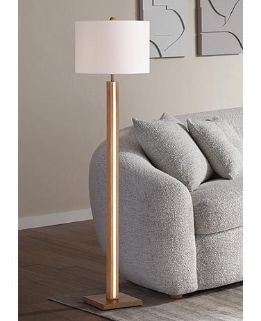 Possini Euro Brookline 63" Faux Wood Floor Lamp with LED Side Light