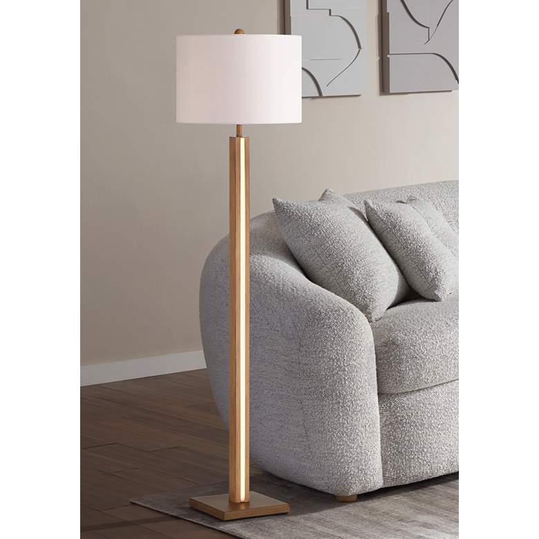 Image 2 Possini Euro Brookline 63" Faux Wood Floor Lamp with LED Side Light