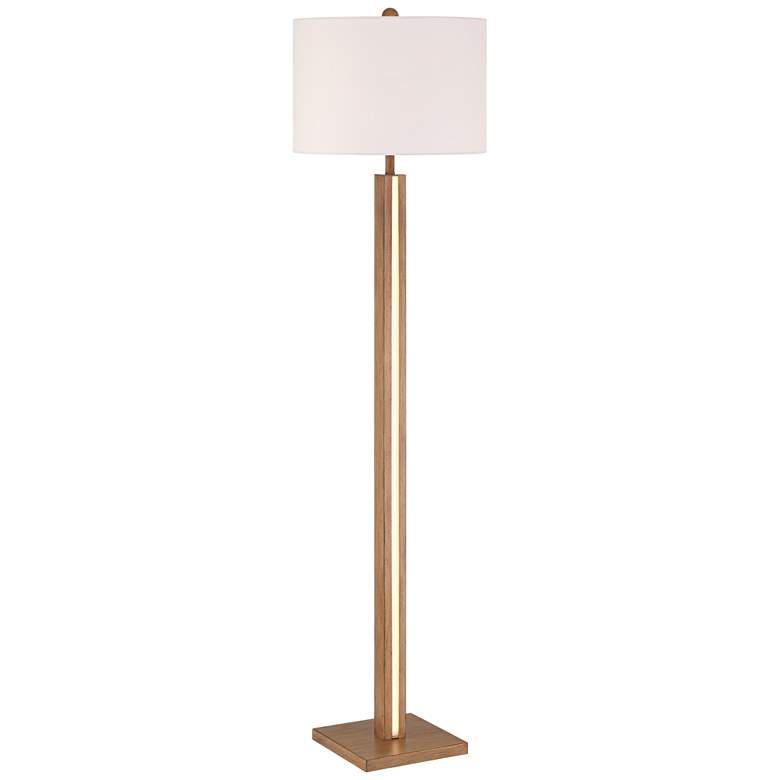 Image 3 Possini Euro Brookline 63" High Walnut Floor Lamp with LED Side Light