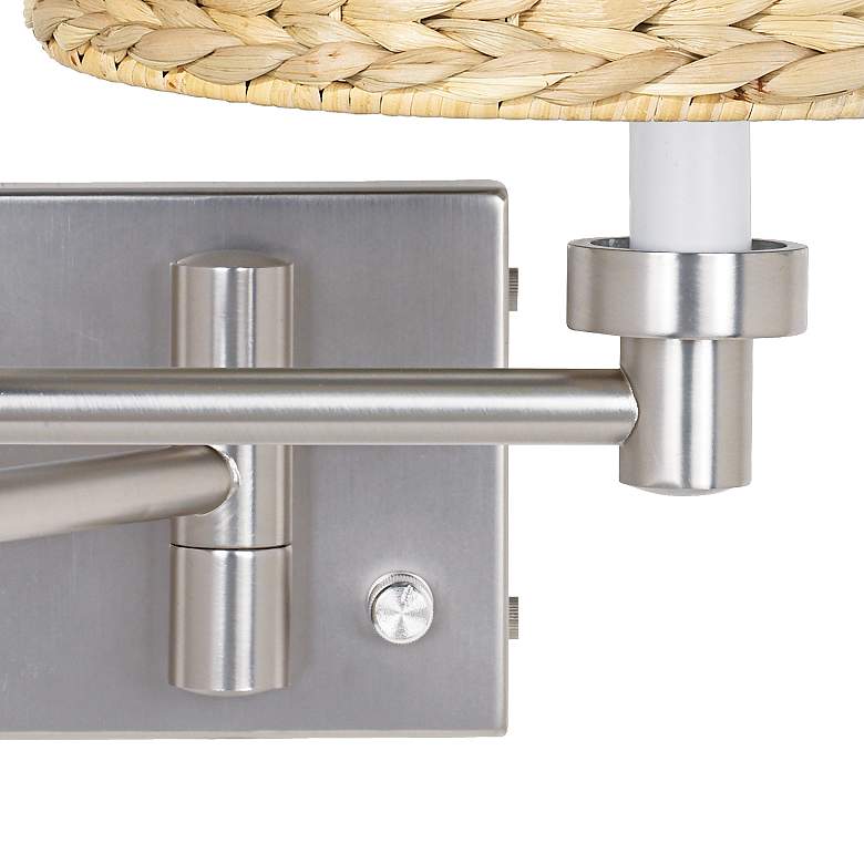Image 3 Possini Euro Brushed Nickel and Woven Shade Swing Arm Wall Lamps Set of 2 more views