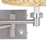 3_Possini Euro Brushed Nickel and Woven Shade Swing Arm Wall Lamps Set of 2 more views
