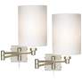 Possini Euro Brushed Nickel Cylinder Swing Arm Wall Lamps Set of 2