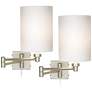 1_Possini Euro Brushed Nickel Cylinder Swing Arm Wall Lamps Set of 2