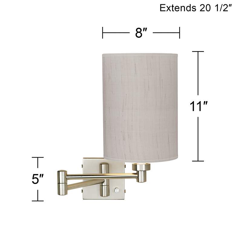 Image 3 Possini Euro Brushed Nickel Ivory Cylinder Plug-In Swing Arm Wall Lamp more views