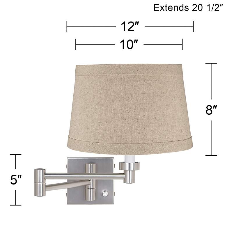 Image 4 Possini Euro Brushed Nickel Linen Drum Shade Swing Arm Wall Lamp Set of 2 more views