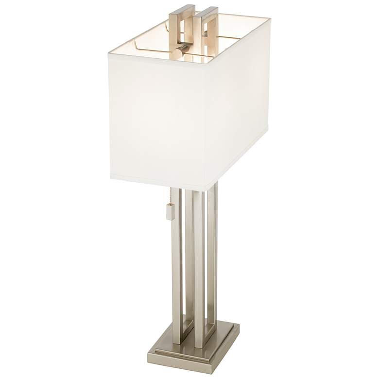 Possini Euro Brushed Nickel Rectangle Lamp with Table Top Dimmer more views