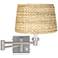 Possini Euro Brushed Nickel Woven Seagrass Shade Swing Arm Wall Lamp