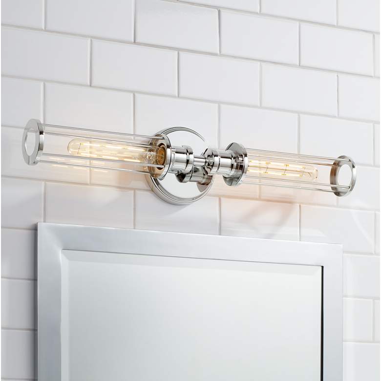 Image 1 Possini Euro Bryn 22 1/4" Wide Chrome 2-Light Bath Light