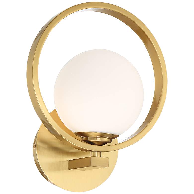 Image 2 Possini Euro Bryony 11 1/4 inch High Brass and White Globe Wall Sconce
