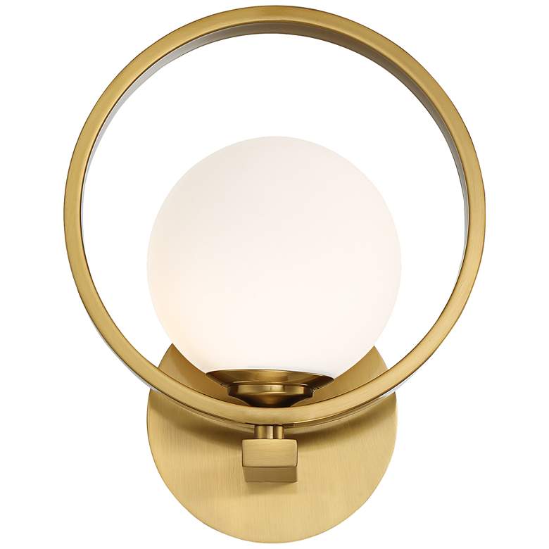 Image 4 Possini Euro Bryony 11 1/4 inch High Brass and White Globe Wall Sconce more views