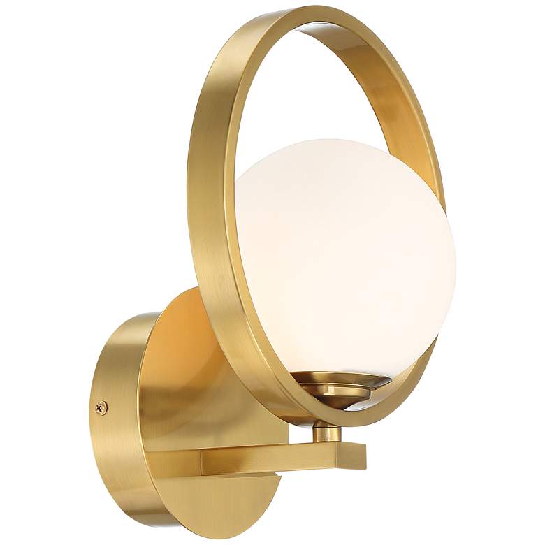 Image 5 Possini Euro Bryony 11 1/4 inch High Brass and White Globe Wall Sconce more views
