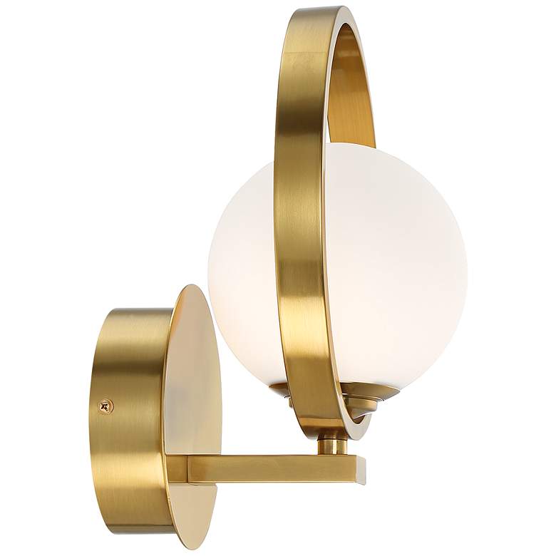 Image 6 Possini Euro Bryony 11 1/4 inch High Brass and White Globe Wall Sconce more views