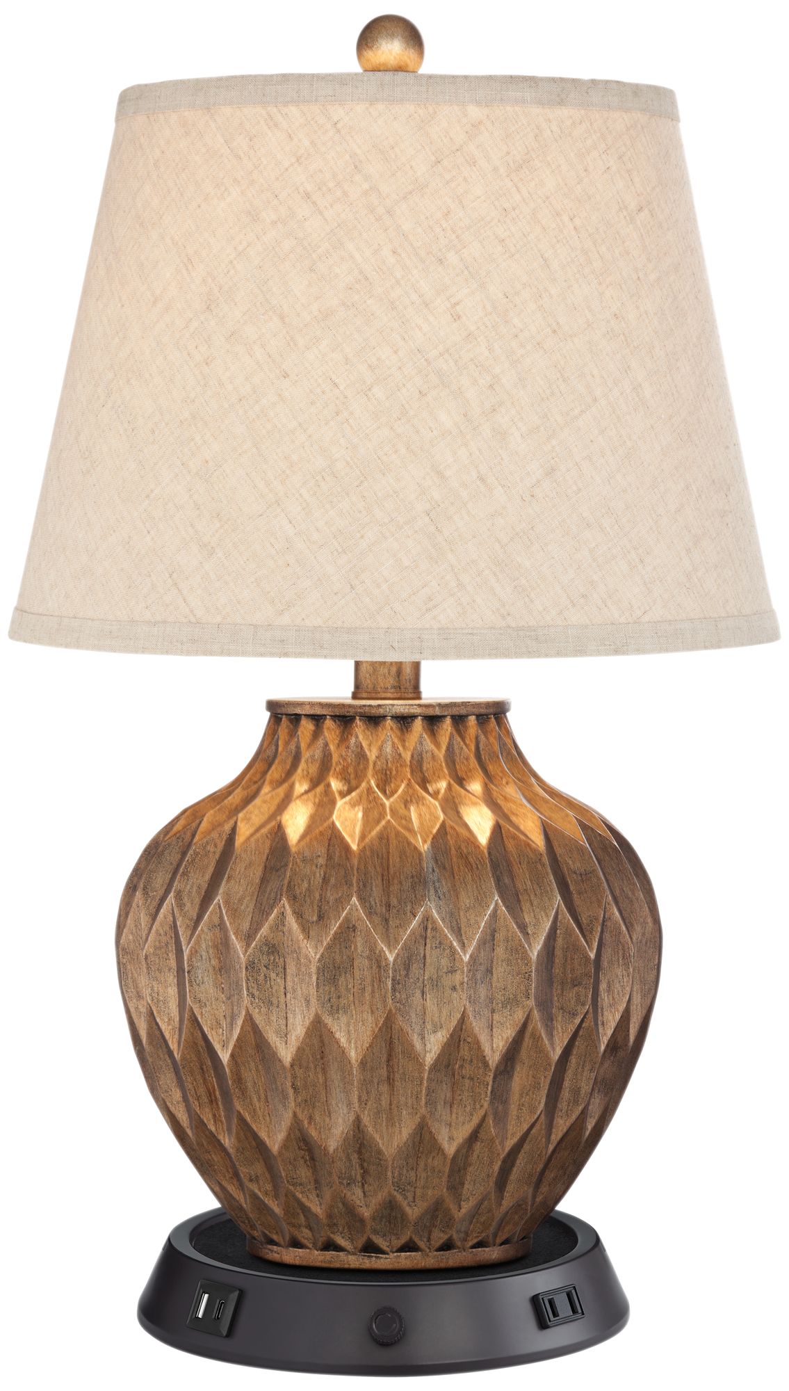 Image 2 Possini Euro Buckhead 22" Bronze Lamp with Dimmer USB Workstation Base