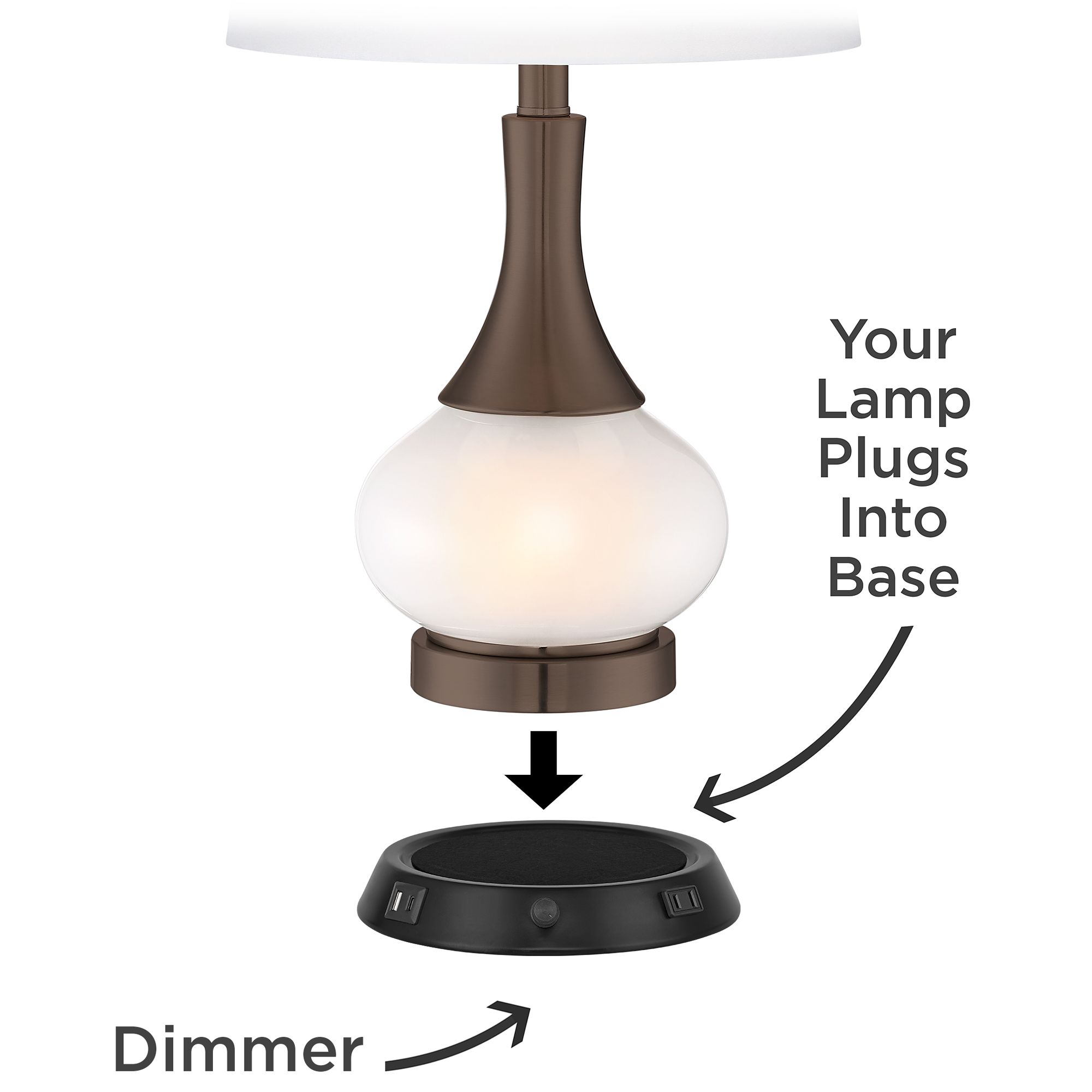 Image 3 Possini Euro Buckhead 22" Bronze Lamp with Dimmer USB Workstation Base more views