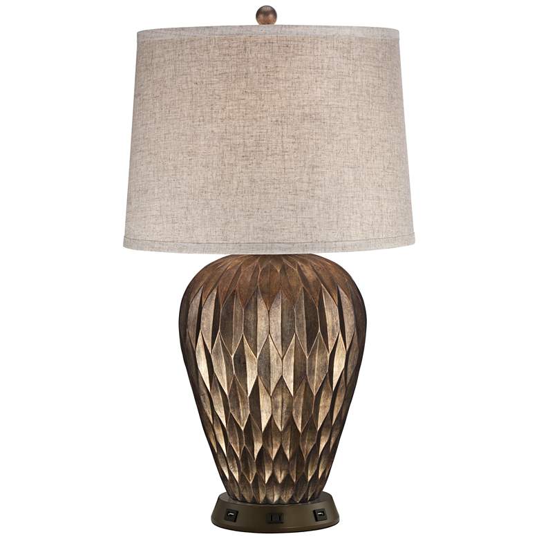 Image 2 Possini Euro Buckhead Bronze 28" Table Lamp with USB Workstation Base