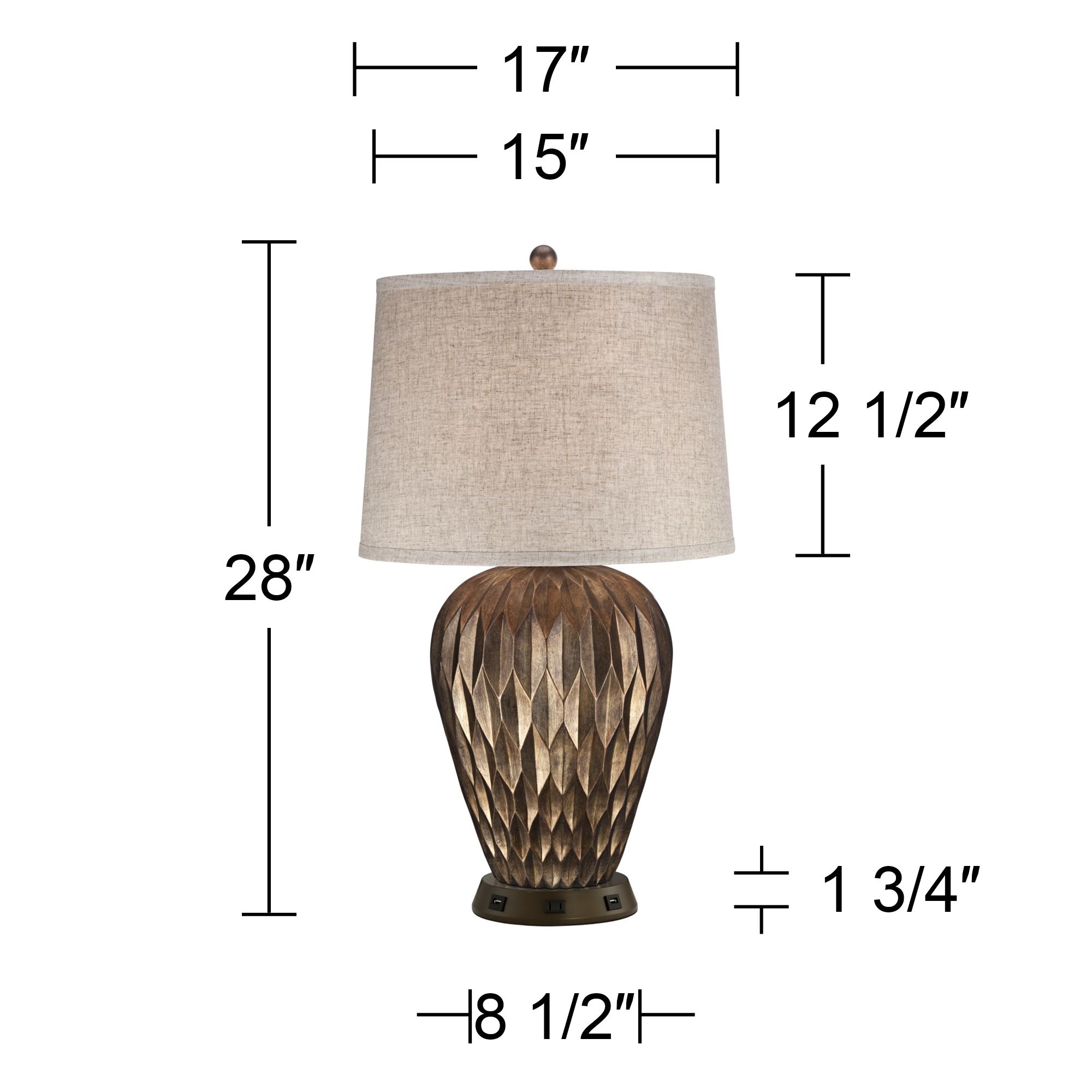 Possini Euro Buckhead Bronze 28" Table Lamp With USB Workstation Base ...