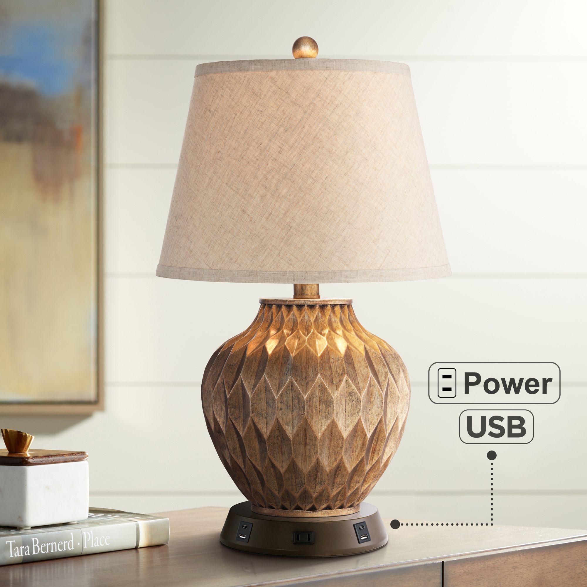 Image 7 Possini Euro Buckhead Bronze Accent Table Lamp with USB Workstation Base more views