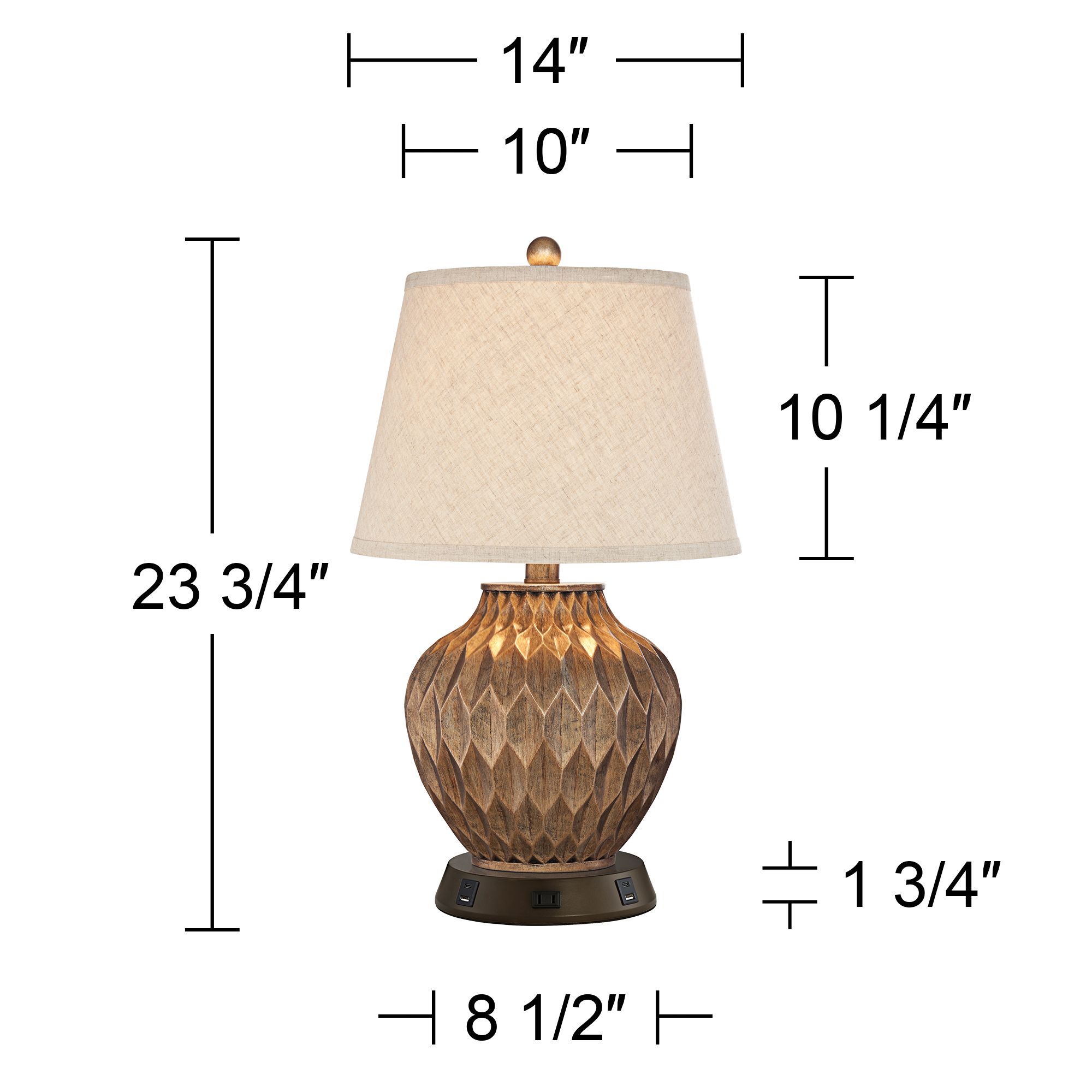 Possini Euro Buckhead Bronze Accent Table Lamp with USB Workstation Base