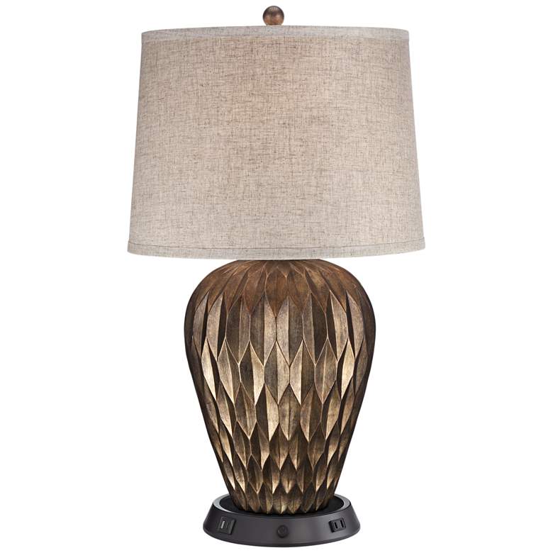 Image 2 Possini Euro Buckhead Bronze Table Lamp with Dimmable USB Workstation Base