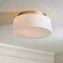 1_Possini Euro Buckley 13" Wide Warm Brass Drum Ceiling Light