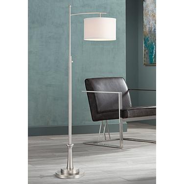 Possini Euro Burbank 64" Brushed Nickel Downbridge Floor Lamp