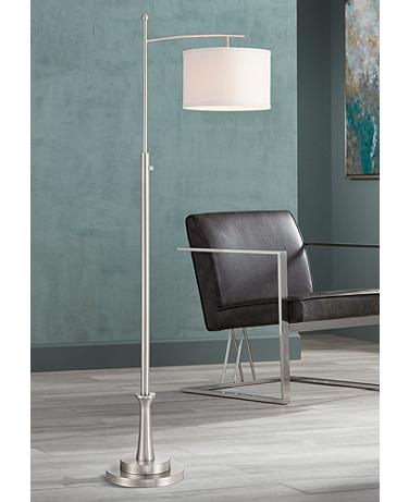 Possini Euro Burbank 64" Brushed Nickel Downbridge Floor Lamp