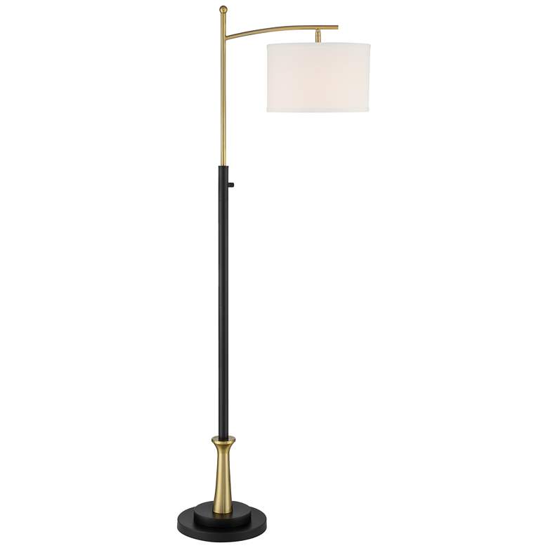 Image 2 Possini Euro Burbank 64" Black and Brass Downbridge Floor Lamp