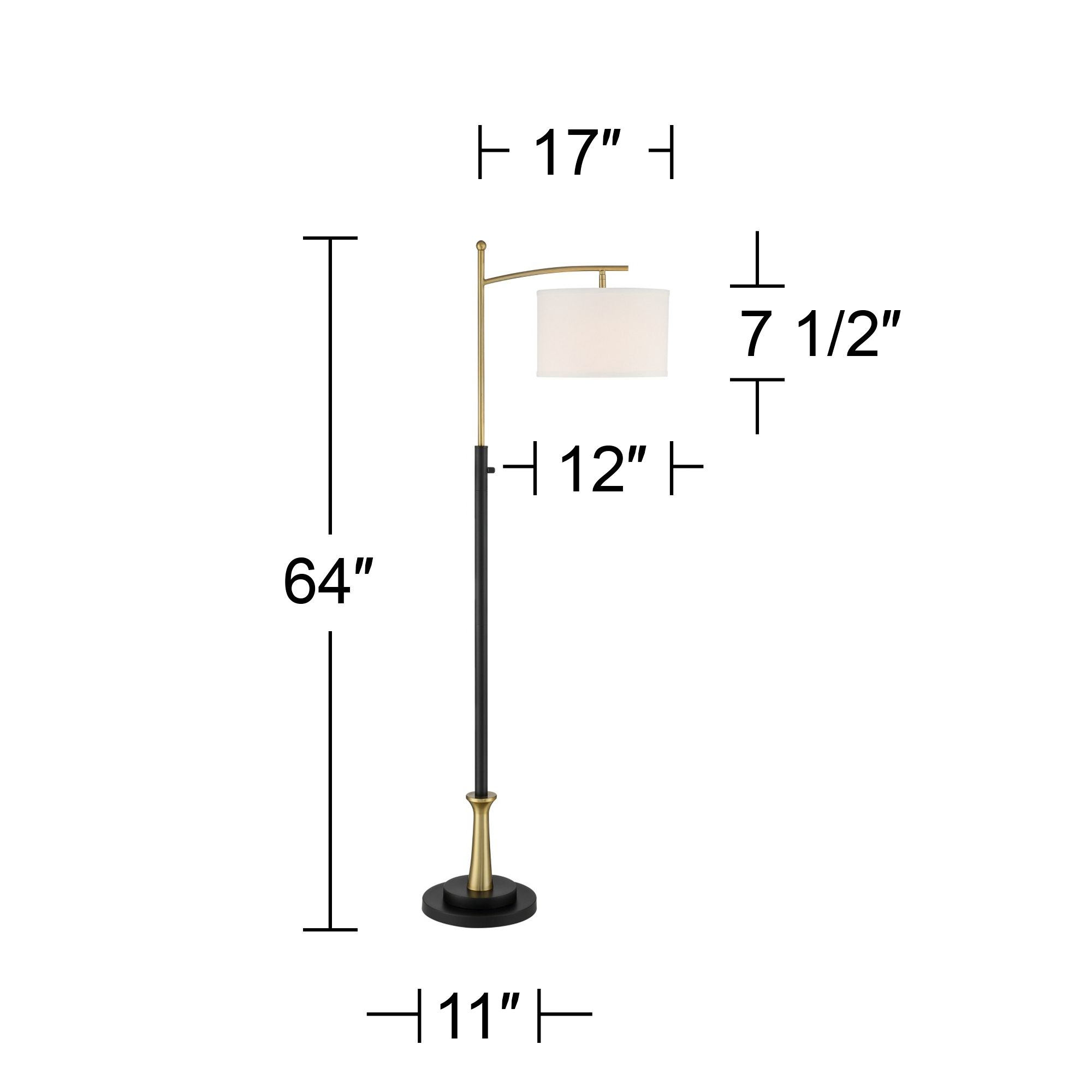 Possini Euro Burbank 64" Black Brass Downbridge Floor Lamps Set of 2