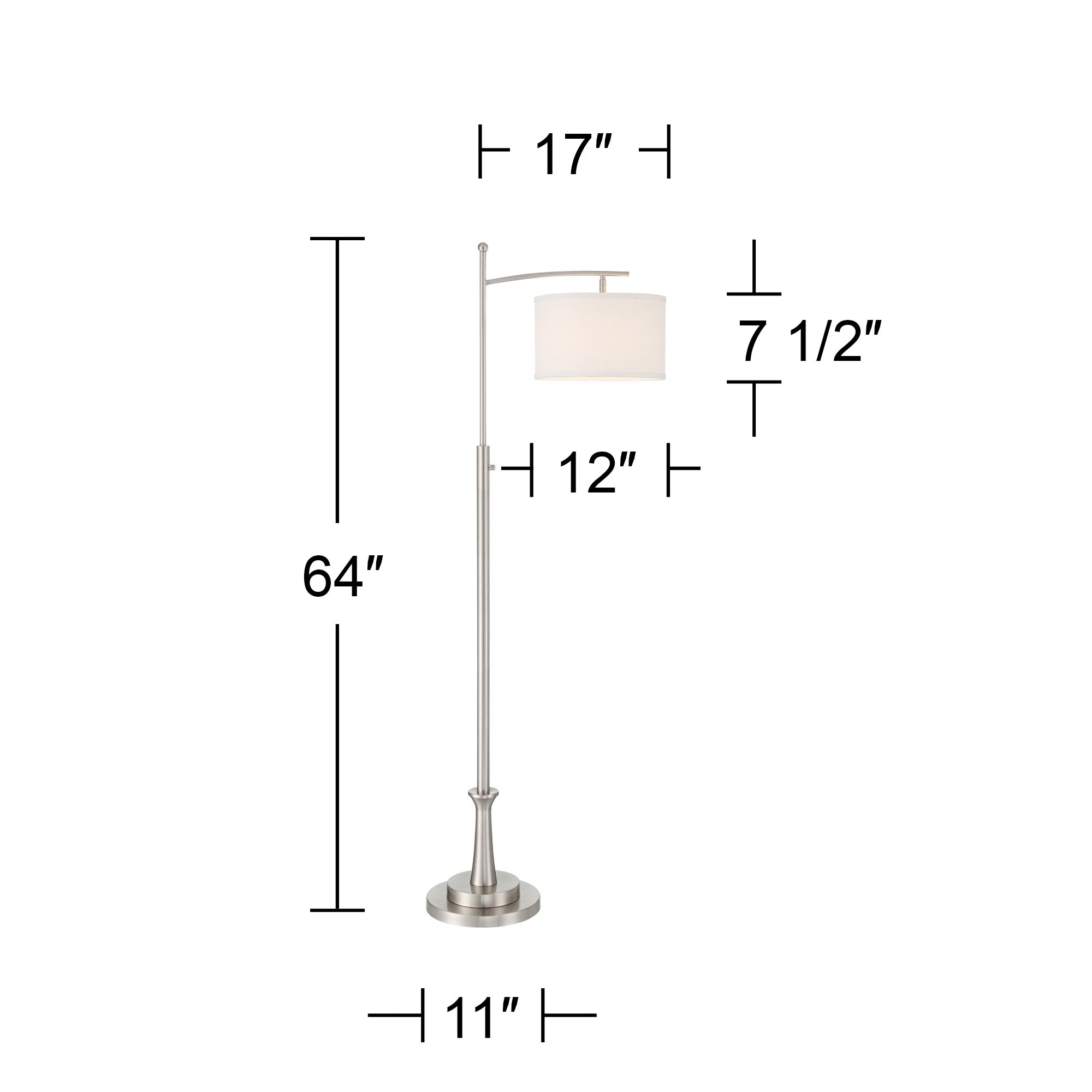 Possini Euro Burbank 64" Brushed Nickel Downbridge Floor Lamp