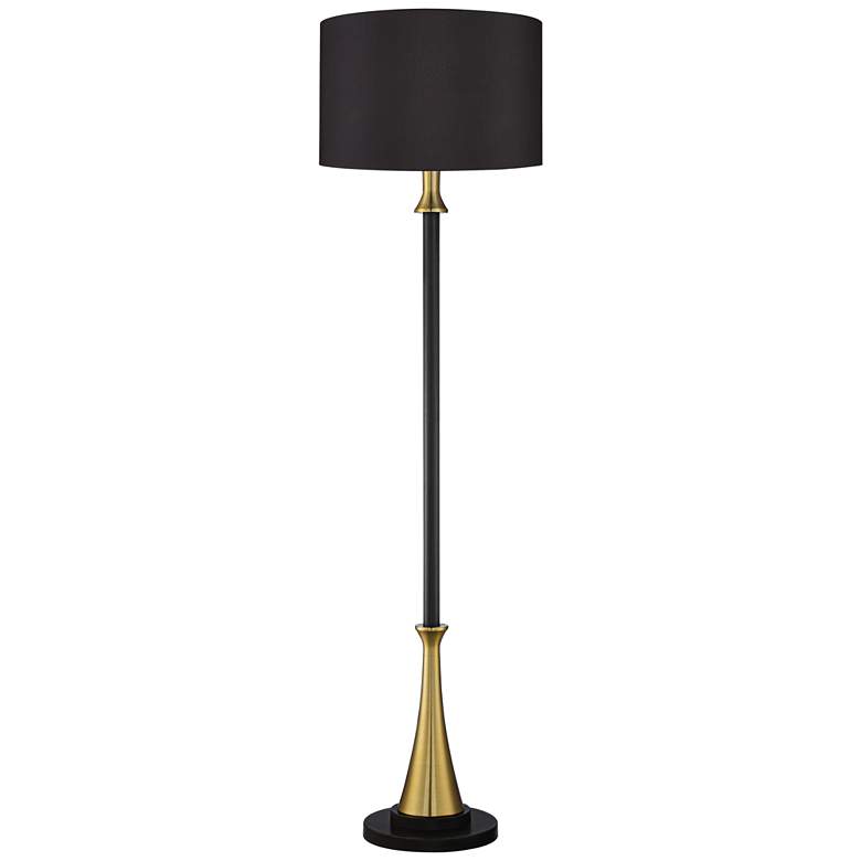 Image 2 Possini Euro Burbank 70 inch Tall Floor Lamp with Black Shade and Dimmer