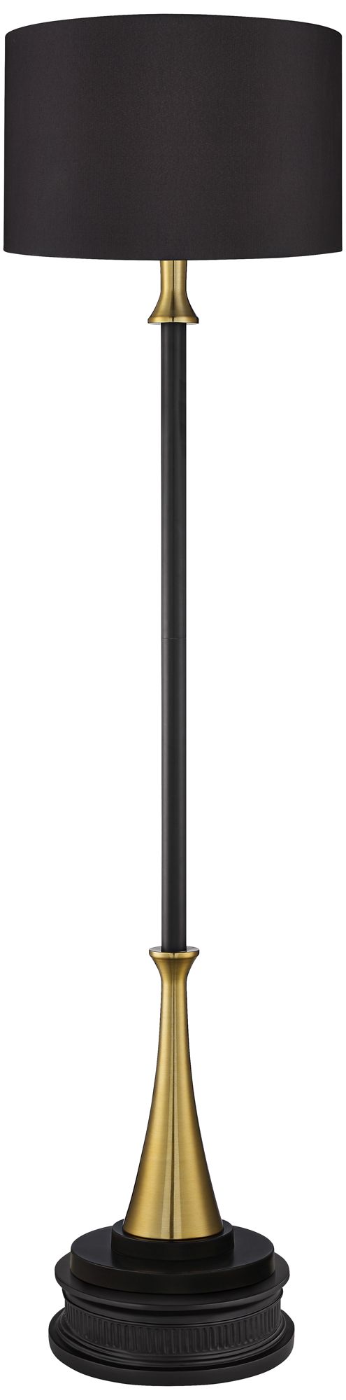 Image 2 Possini Euro Burbank Black Shade Tall Floor Lamp with Dimmer and Riser