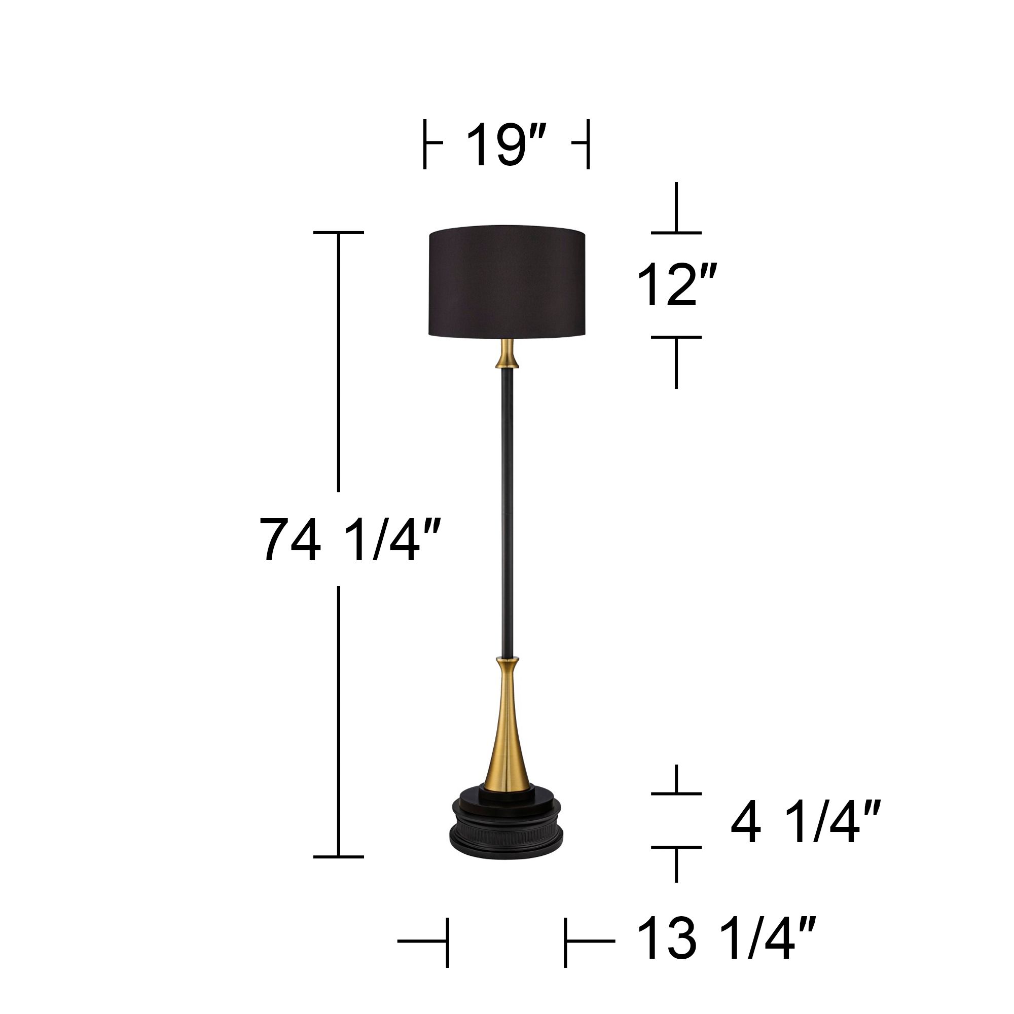 Possini Euro Burbank Black Shade Tall Floor Lamp with Dimmer and Riser