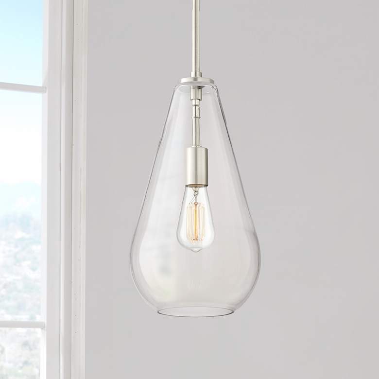 Image 1 Possini Euro Burgen 8 1/2" Wide Brushed Nickel Mini Pendant