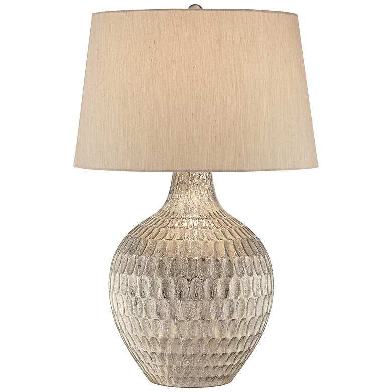 Image 2 Possini Euro Burgess 30 inch High Silver Modern Textured Glass Table Lamp