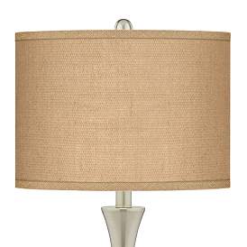 Image2 of Possini Euro Burlap Shade Brushed Nickel Touch Table Lamps Set of 2 more views