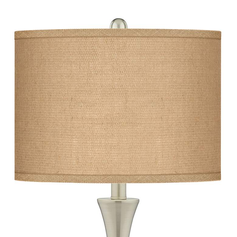Image 2 Possini Euro Burlap Shade Brushed Nickel Touch Table Lamps Set of 2 more views