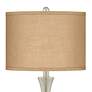 Possini Euro Burlap Shade Brushed Nickel Touch Table Lamps Set of 2