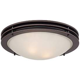 Image3 of Possini Euro Button 16" Wide Bronze and Glass Bowl Ceiling Light