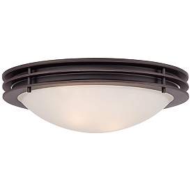 Image4 of Possini Euro Button 16" Wide Bronze and Glass Bowl Ceiling Light more views