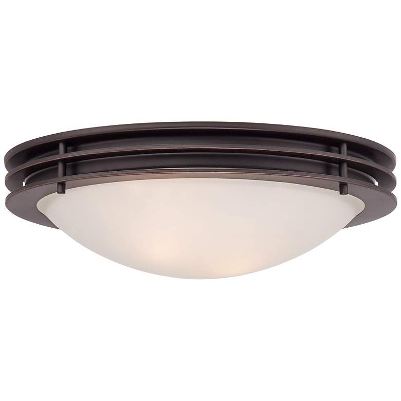 Image 4 Possini Euro Button 16" Wide Bronze and Glass Bowl Ceiling Light more views