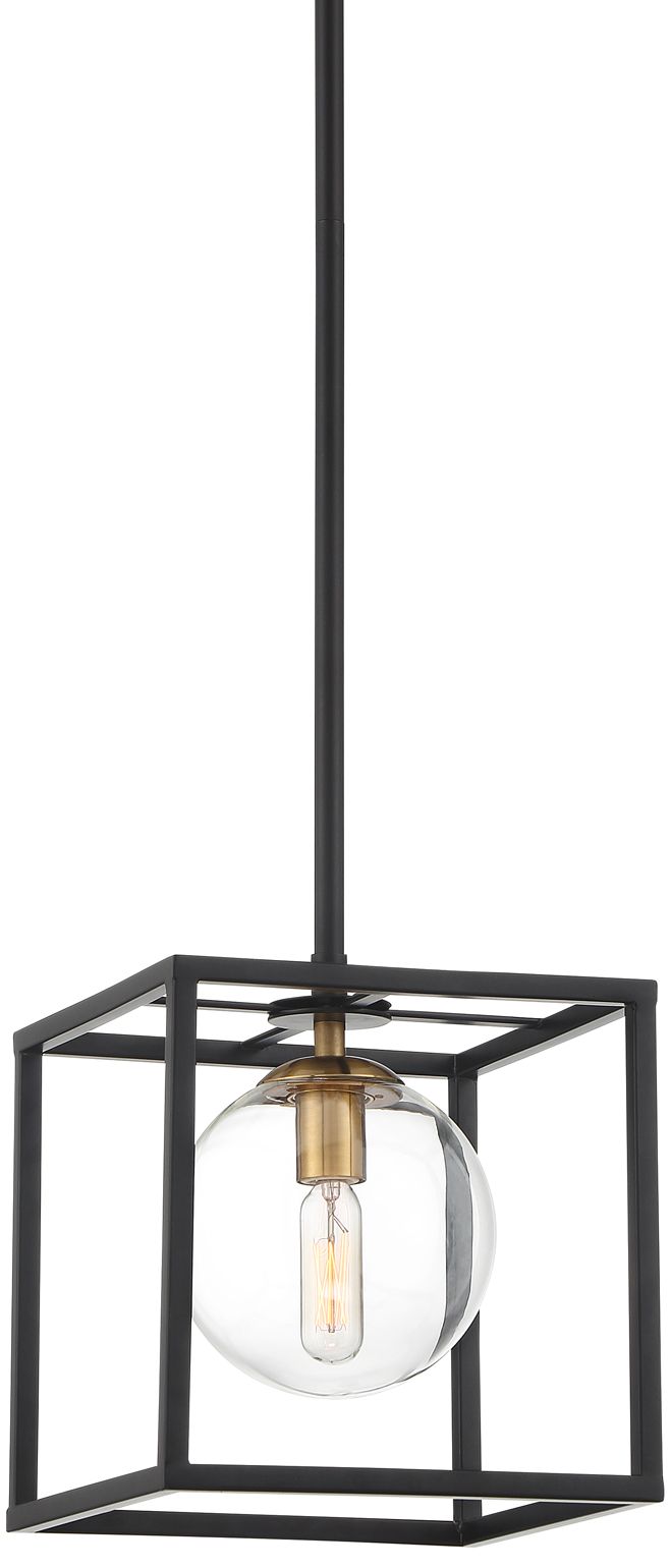 Image 2 Possini Euro Byrd 8" Wide Black Open Square Mini Pendant Light