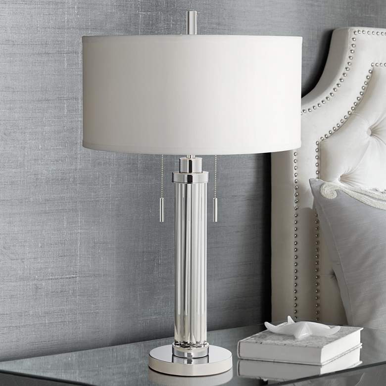 Image 7 Possini Euro Cadence 30 inch Glass Column Table Lamps Set of 2 more views